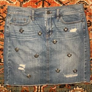 Bejeweled Denim Mini Skirt